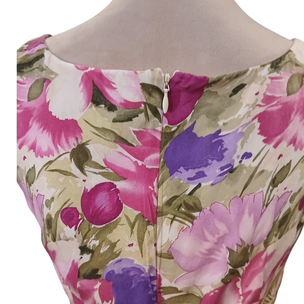 Vtg Ann Taylor Floral Silk Blend Dress Size 4 Scoop Neck Knee Length Cottagecore - Picture 6 of 11
